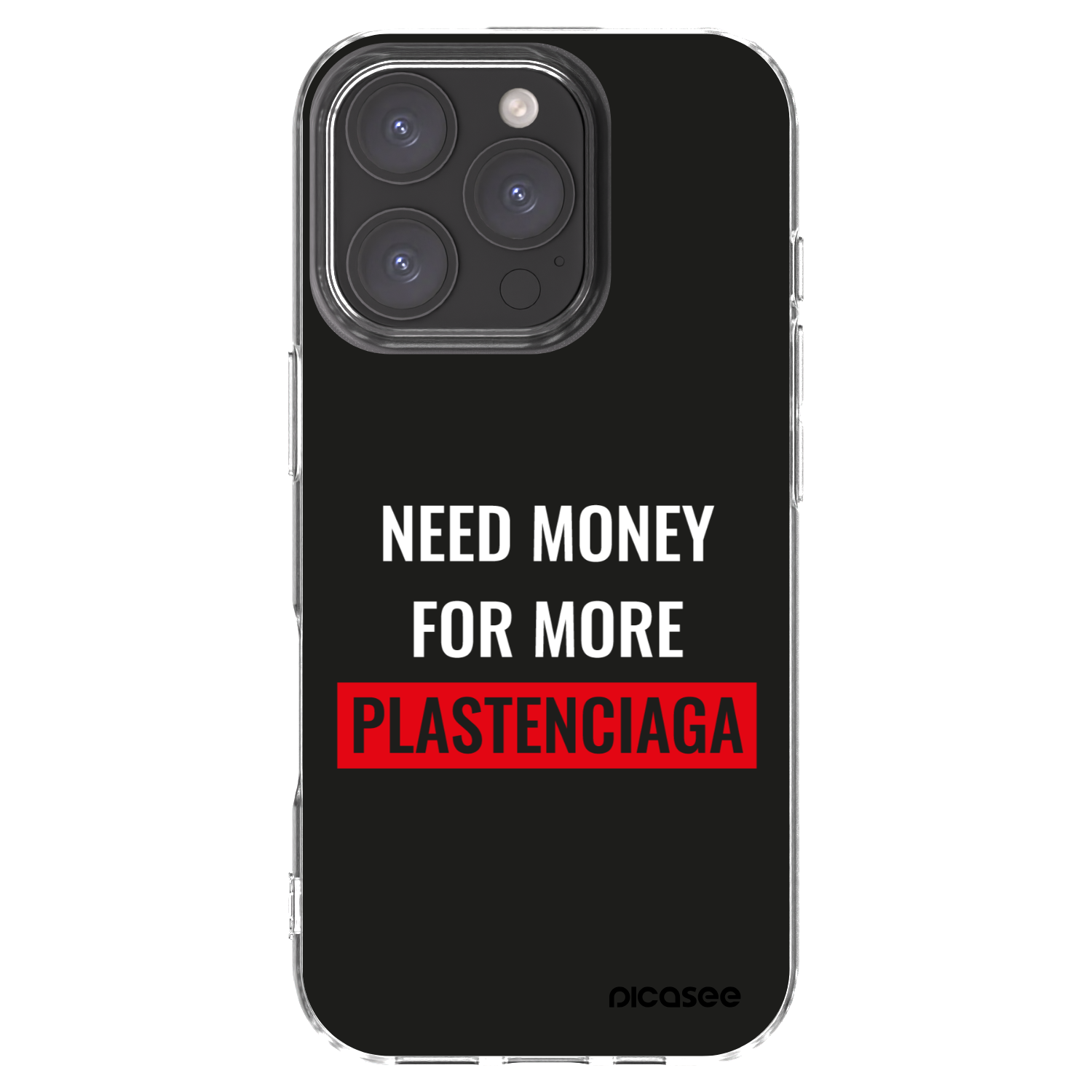 Picasee silikonowe przeźroczyste etui na Apple iPhone 16 Pro - More PLASTENCIAGA