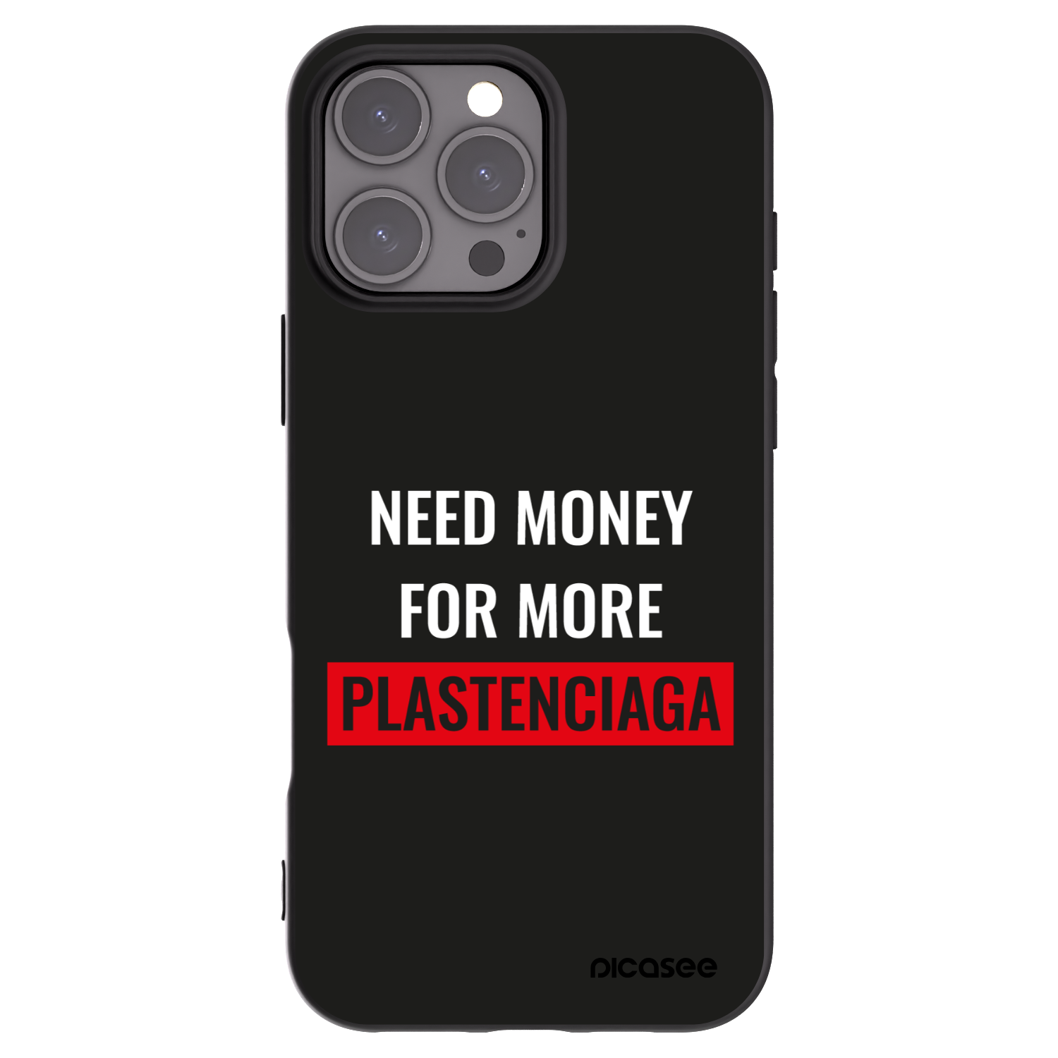 Picasee silikonowe czarne etui na Apple iPhone 16 Pro Max - More PLASTENCIAGA