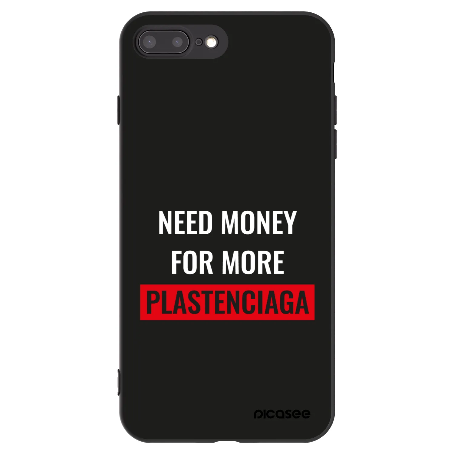 Picasee silikonowe czarne etui na Apple iPhone 8 Plus - More PLASTENCIAGA