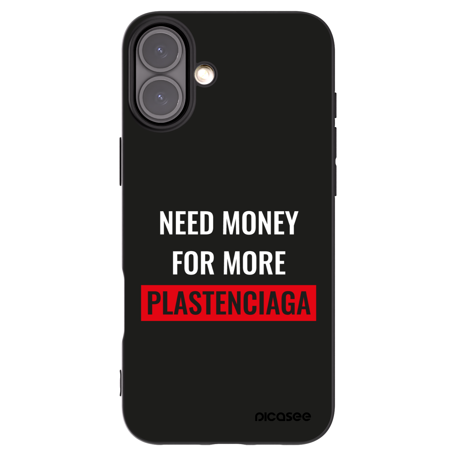Picasee silikonowe czarne etui na Apple iPhone 16 Plus - More PLASTENCIAGA