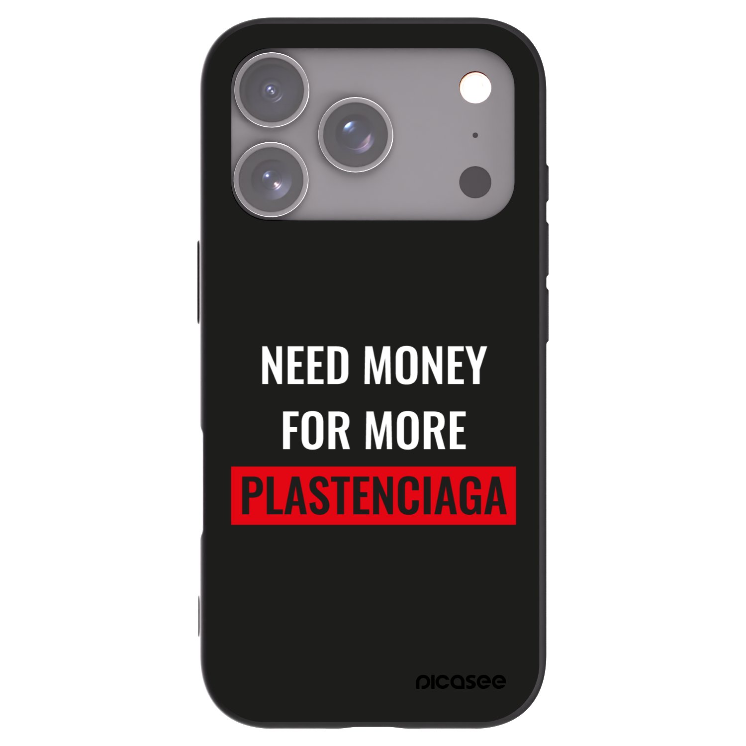 Picasee silikonowe czarne etui na Apple iPhone 17 Pro - More PLASTENCIAGA