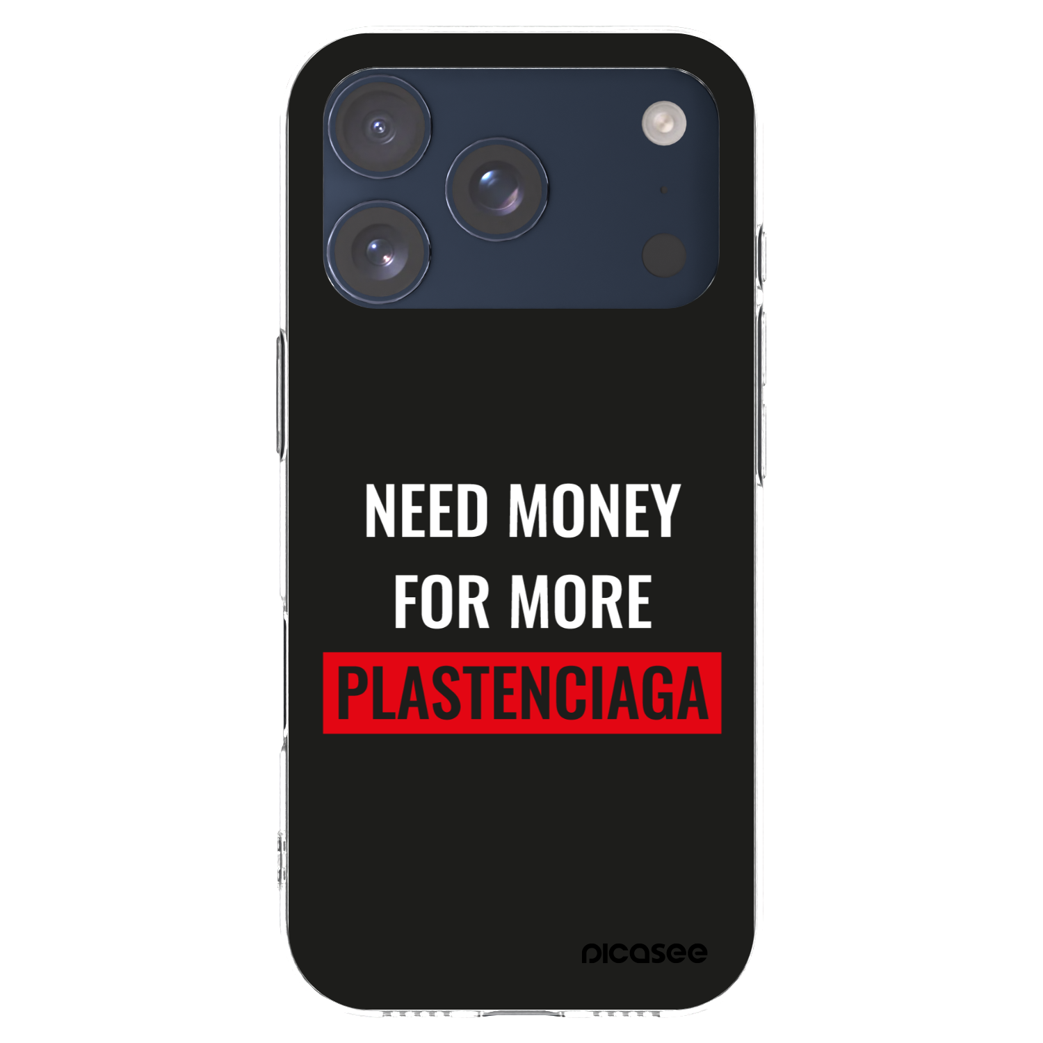 Picasee silikonowe przeźroczyste etui na Apple iPhone 17 Pro - More PLASTENCIAGA