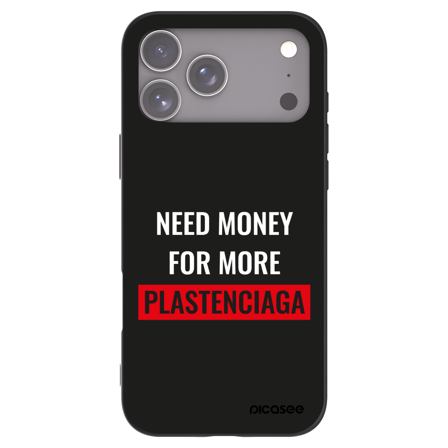 Picasee silikonowe czarne etui na Apple iPhone 17 Pro Max - More PLASTENCIAGA