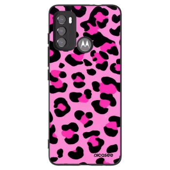 Picasee silikonowe czarne etui na Motorola Moto G60 - Pink Tiger