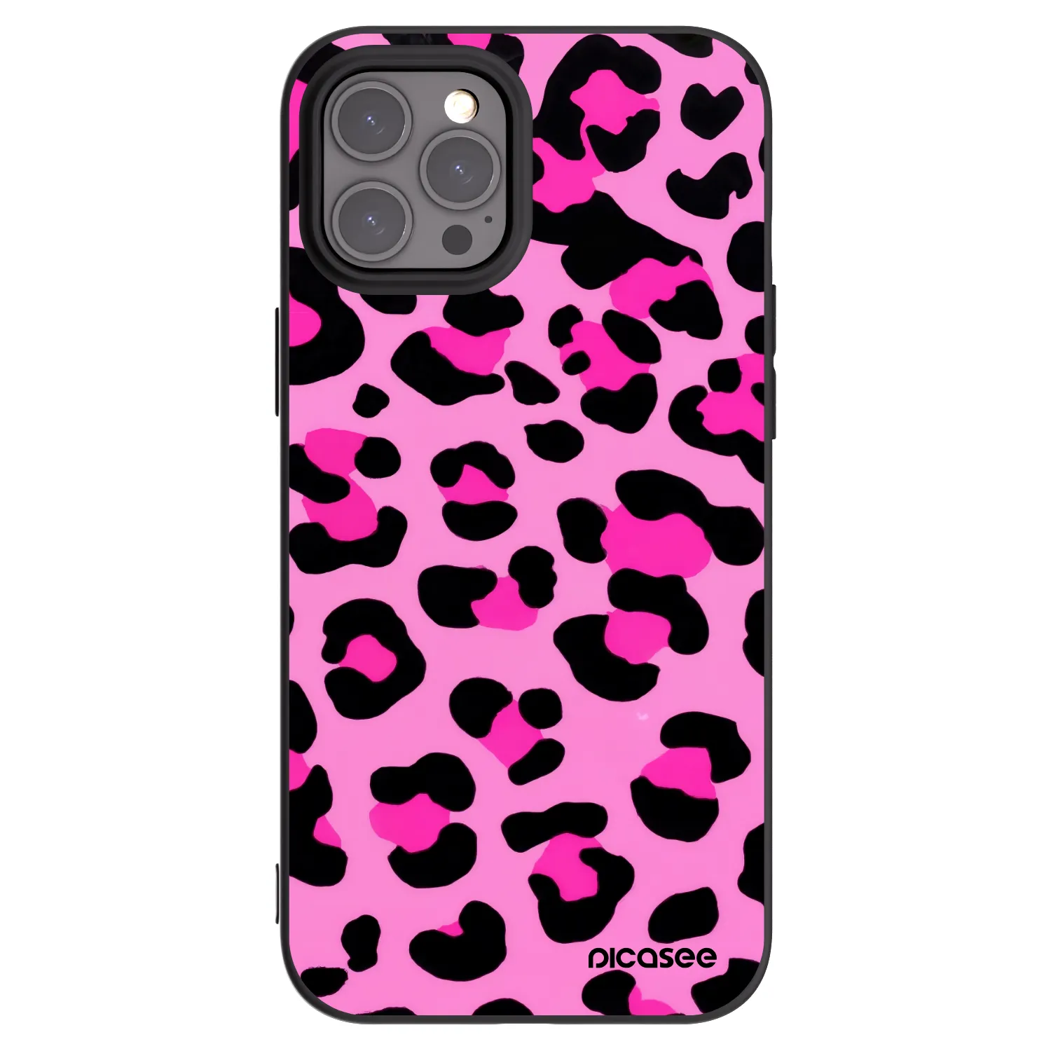 Picasee silikonowe czarne etui na Apple iPhone 12 Pro Max - Pink Tiger