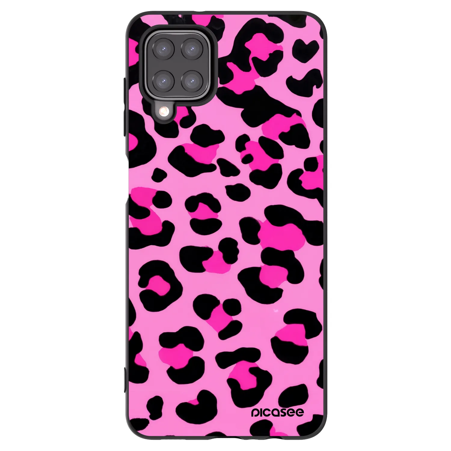 Picasee silikonowe czarne etui na Samsung Galaxy A12 A125F - Pink Tiger