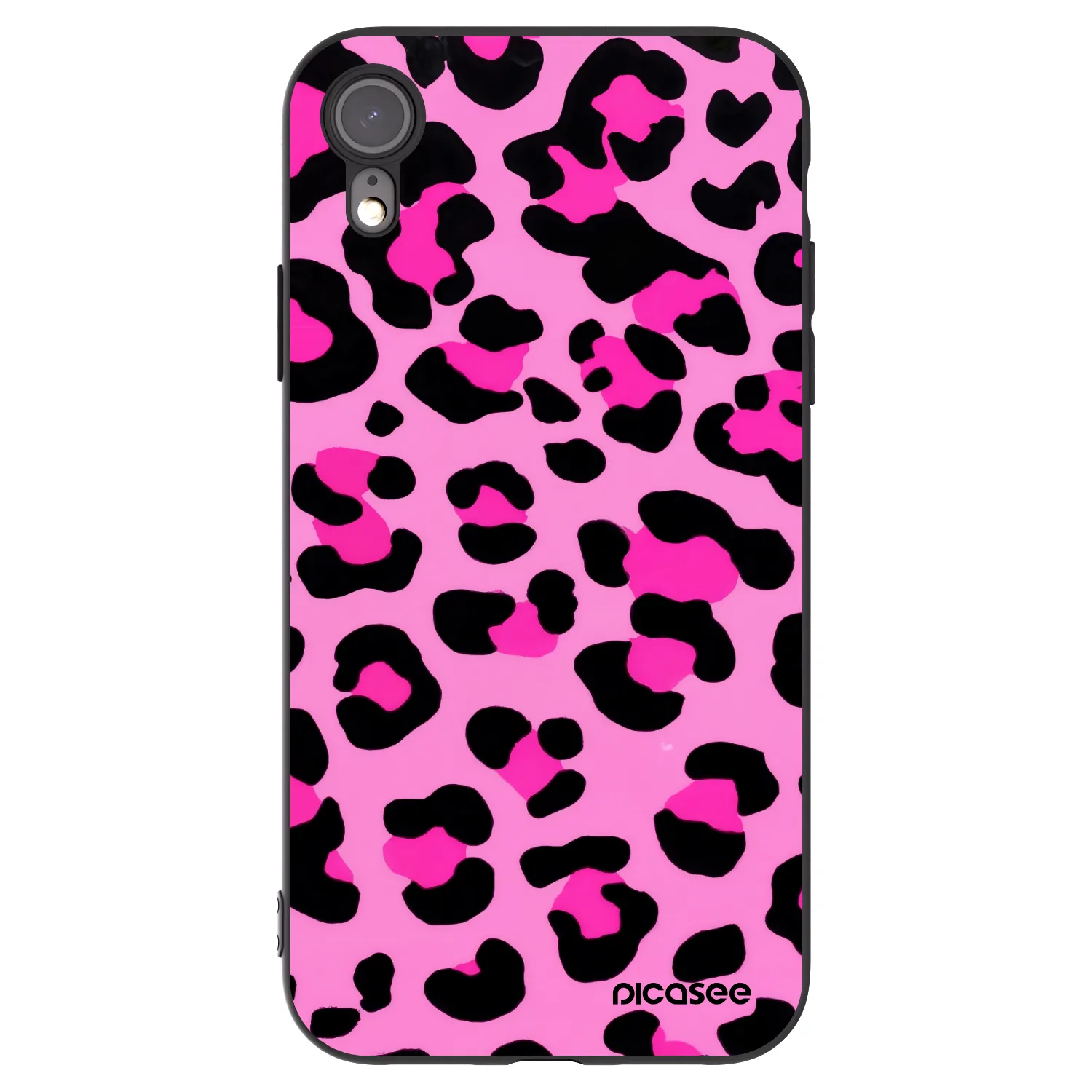 Picasee silikonowe czarne etui na Apple iPhone XR - Pink Tiger