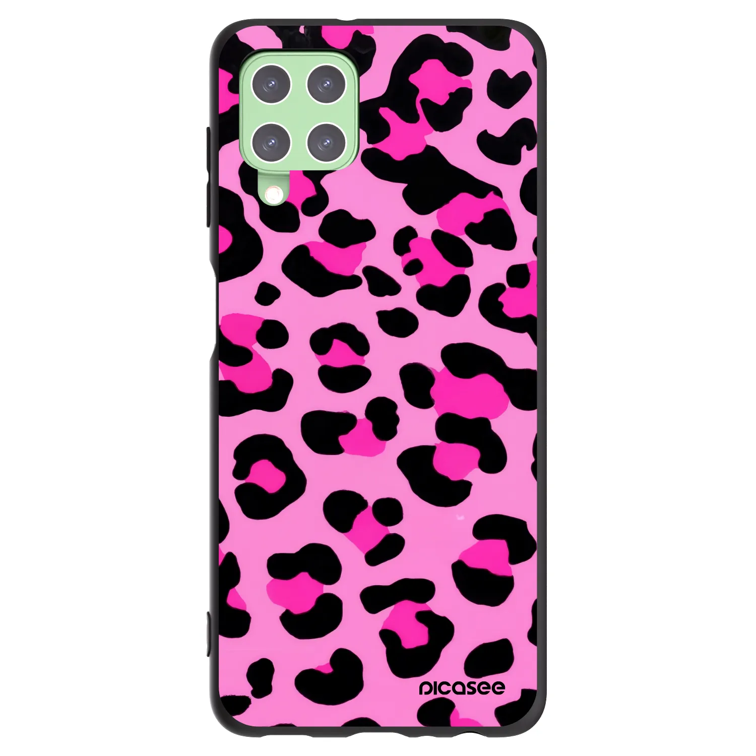 Picasee silikonowe czarne etui na Samsung Galaxy A22 A225F 4G - Pink Tiger