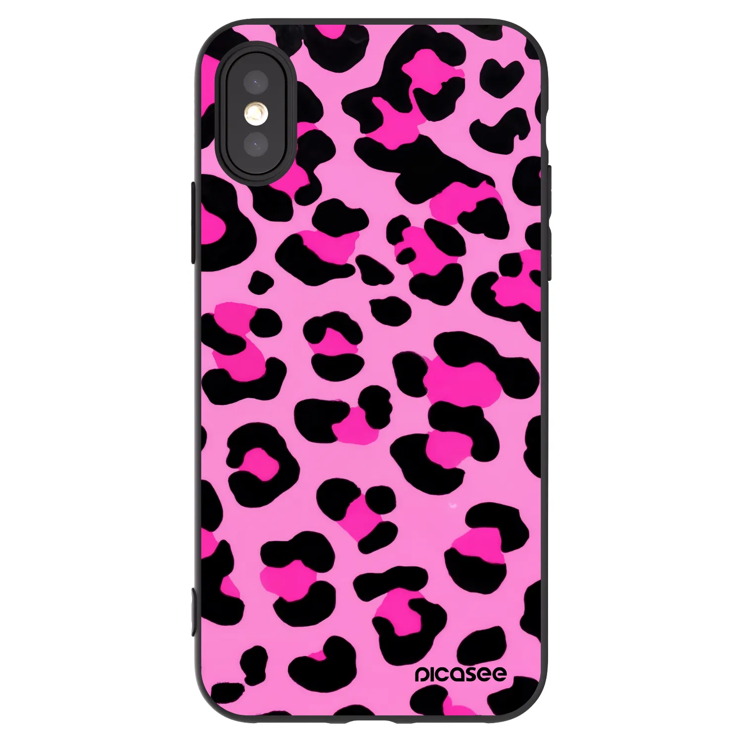 Picasee silikonowe czarne etui na Apple iPhone X/XS - Pink Tiger