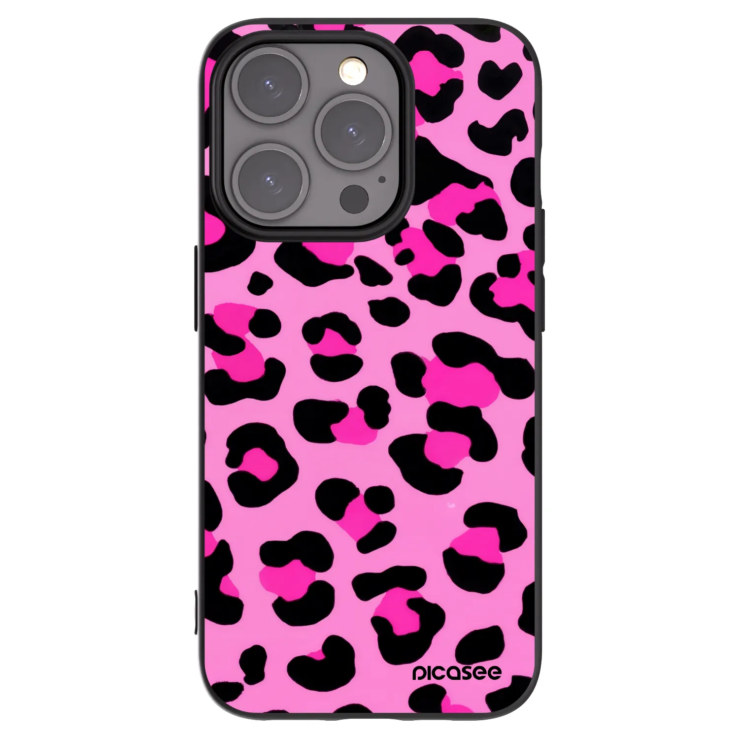 Picasee silikonowe czarne etui na Apple iPhone 15 Pro - Pink Tiger