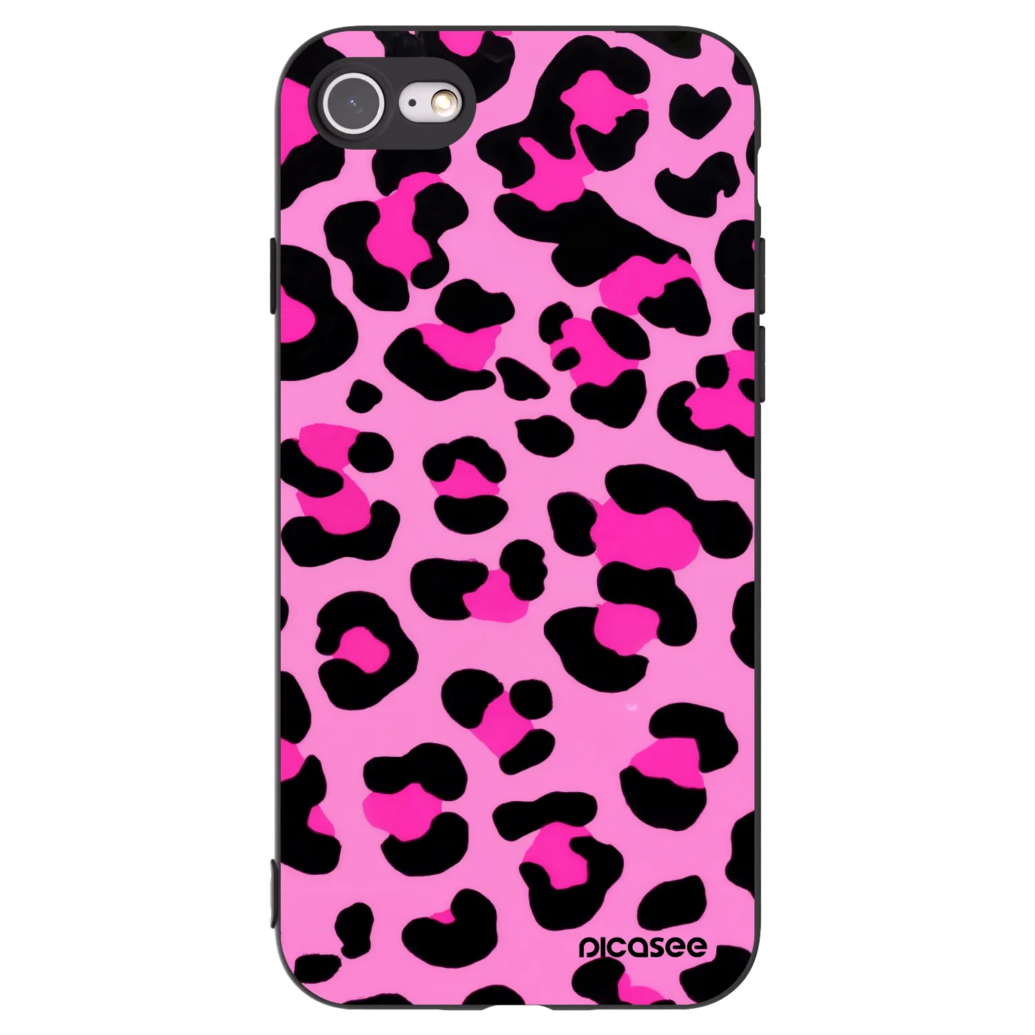 Picasee silikonowe czarne etui na Apple iPhone 7 - Pink Tiger