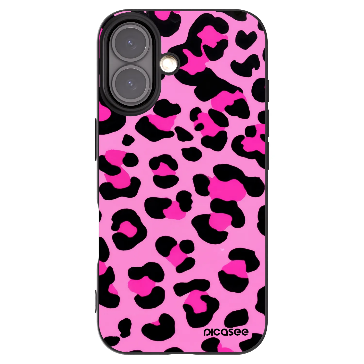 Picasee silikonowe czarne etui na Apple iPhone 16 - Pink Tiger
