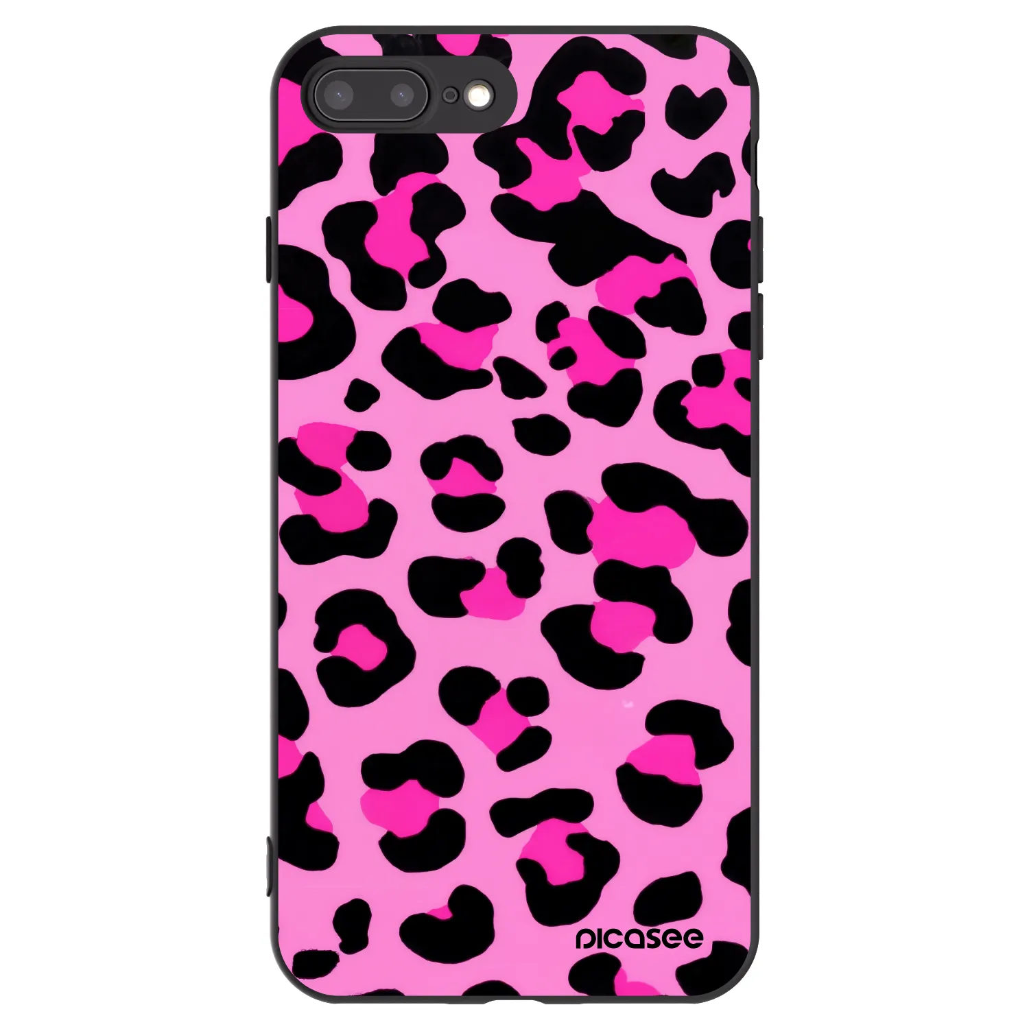 Picasee silikonowe czarne etui na Apple iPhone 7 Plus - Pink Tiger