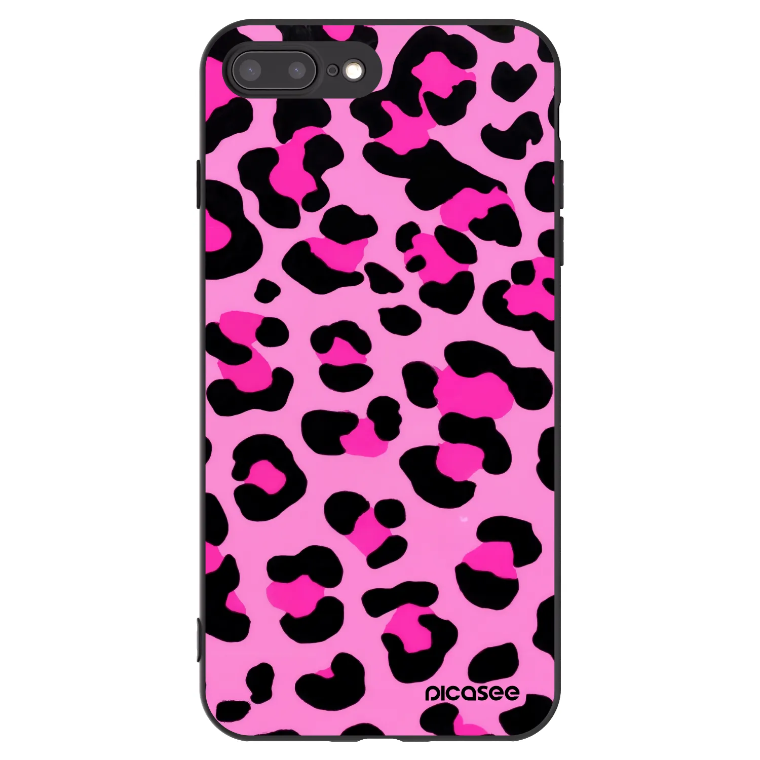 Picasee silikonowe czarne etui na Apple iPhone 8 Plus - Pink Tiger