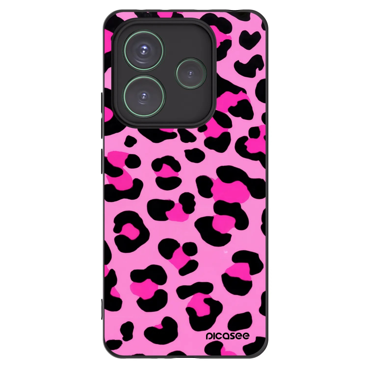 Picasee silikonowe czarne etui na Xiaomi Redmi Note 14 5G - Pink Tiger
