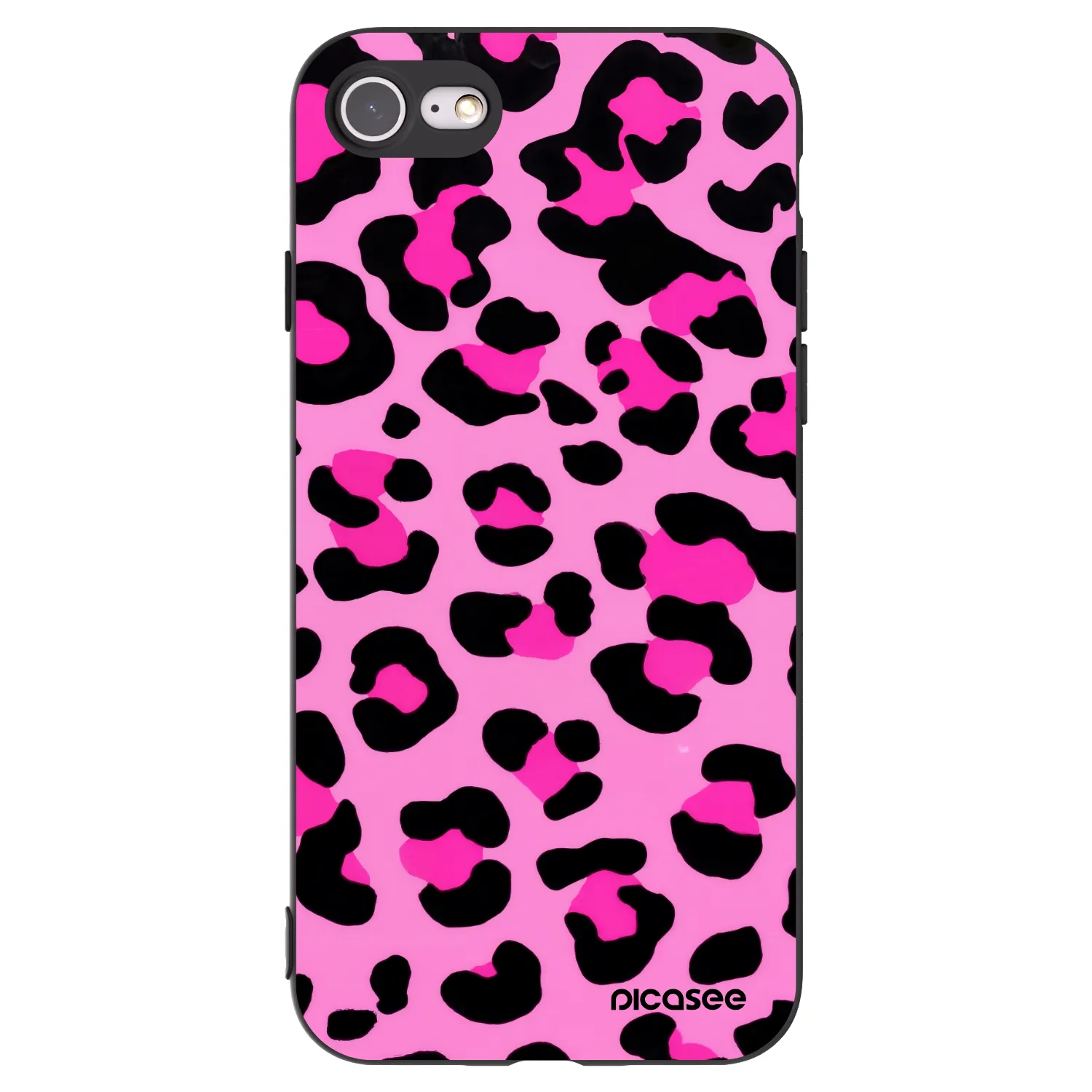 Picasee silikonowe czarne etui na Apple iPhone SE 2020 - Pink Tiger
