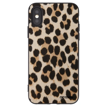 Picasee silikonowe czarne etui na Apple iPhone X/XS - Brown Tiger