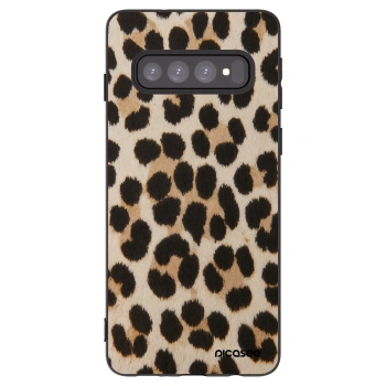 Picasee silikonowe czarne etui na Samsung Galaxy S10 G973 - Brown Tiger