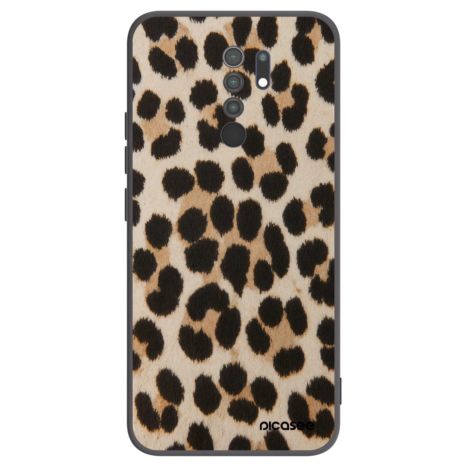 Picasee silikonowe czarne etui na Xiaomi Redmi 9 - Brown Tiger