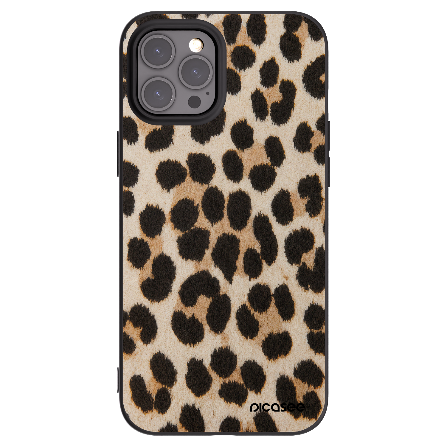 Picasee silikonowe czarne etui na Apple iPhone 12 Pro Max - Brown Tiger