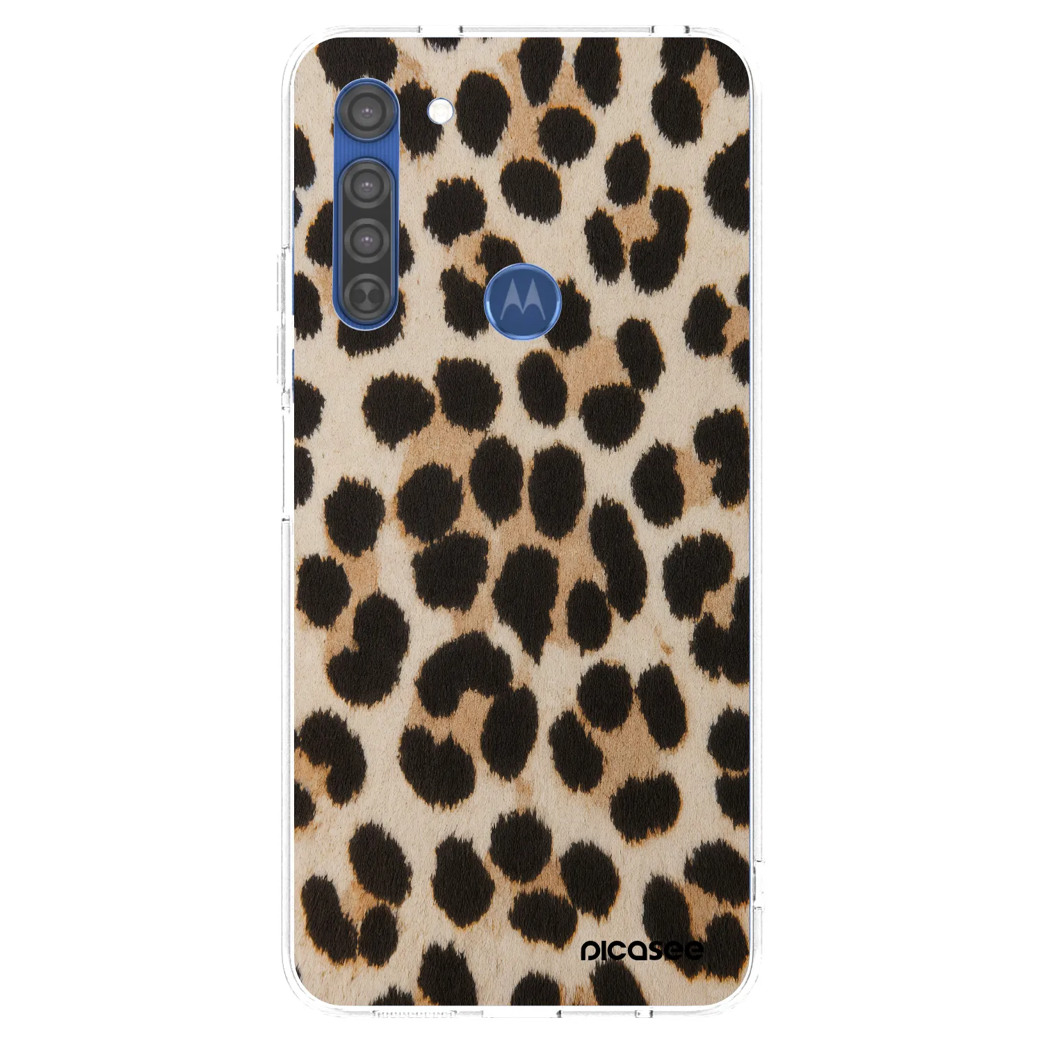 Picasee silikonowe przeźroczyste etui na Motorola Moto G8 - Brown Tiger