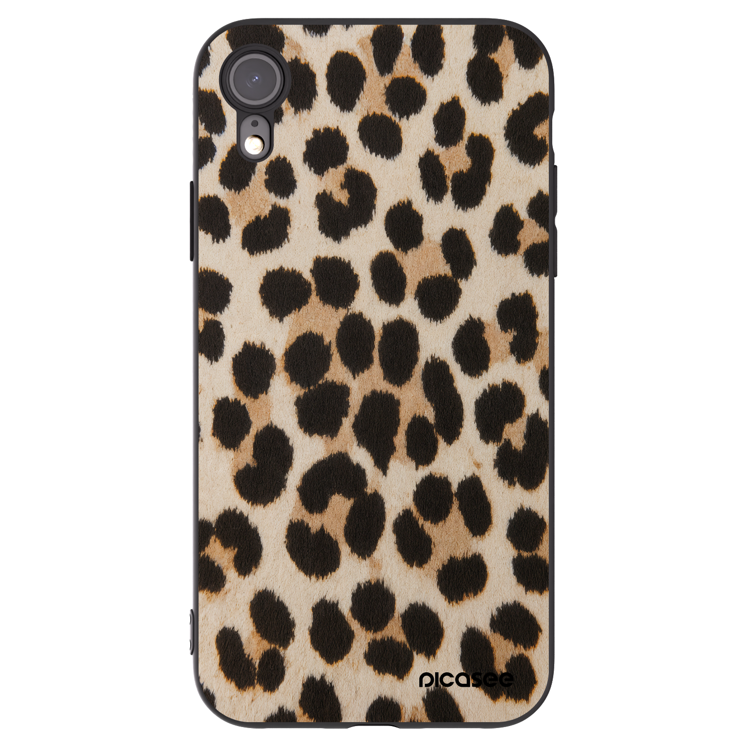 Picasee silikonowe czarne etui na Apple iPhone XR - Brown Tiger
