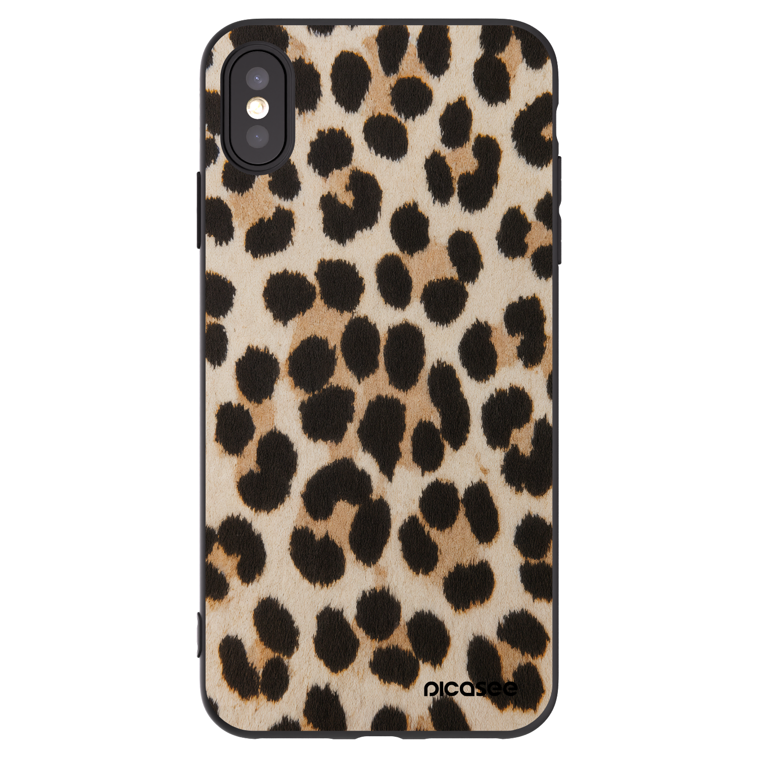 Picasee silikonowe czarne etui na Apple iPhone XS Max - Brown Tiger