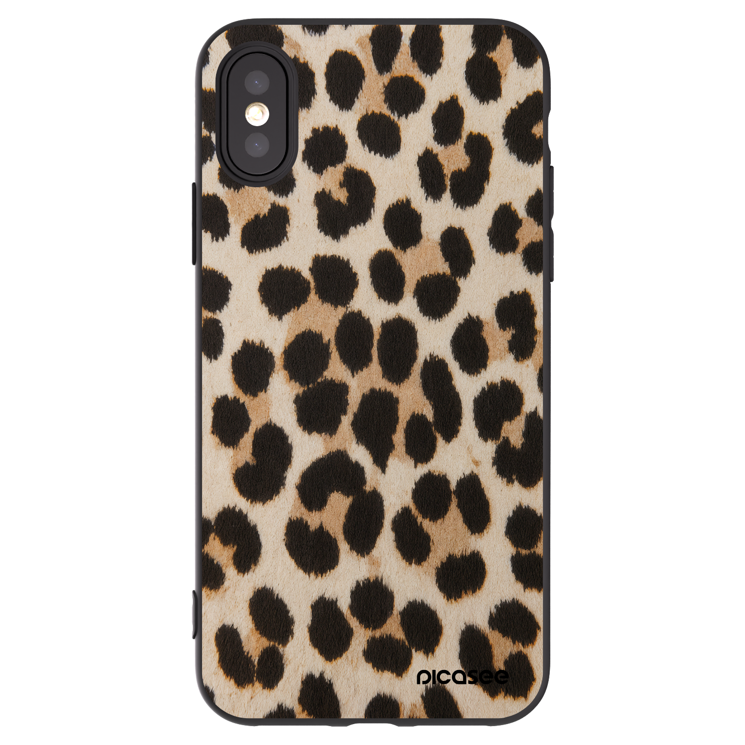 Picasee silikonowe czarne etui na Apple iPhone X/XS - Brown Tiger