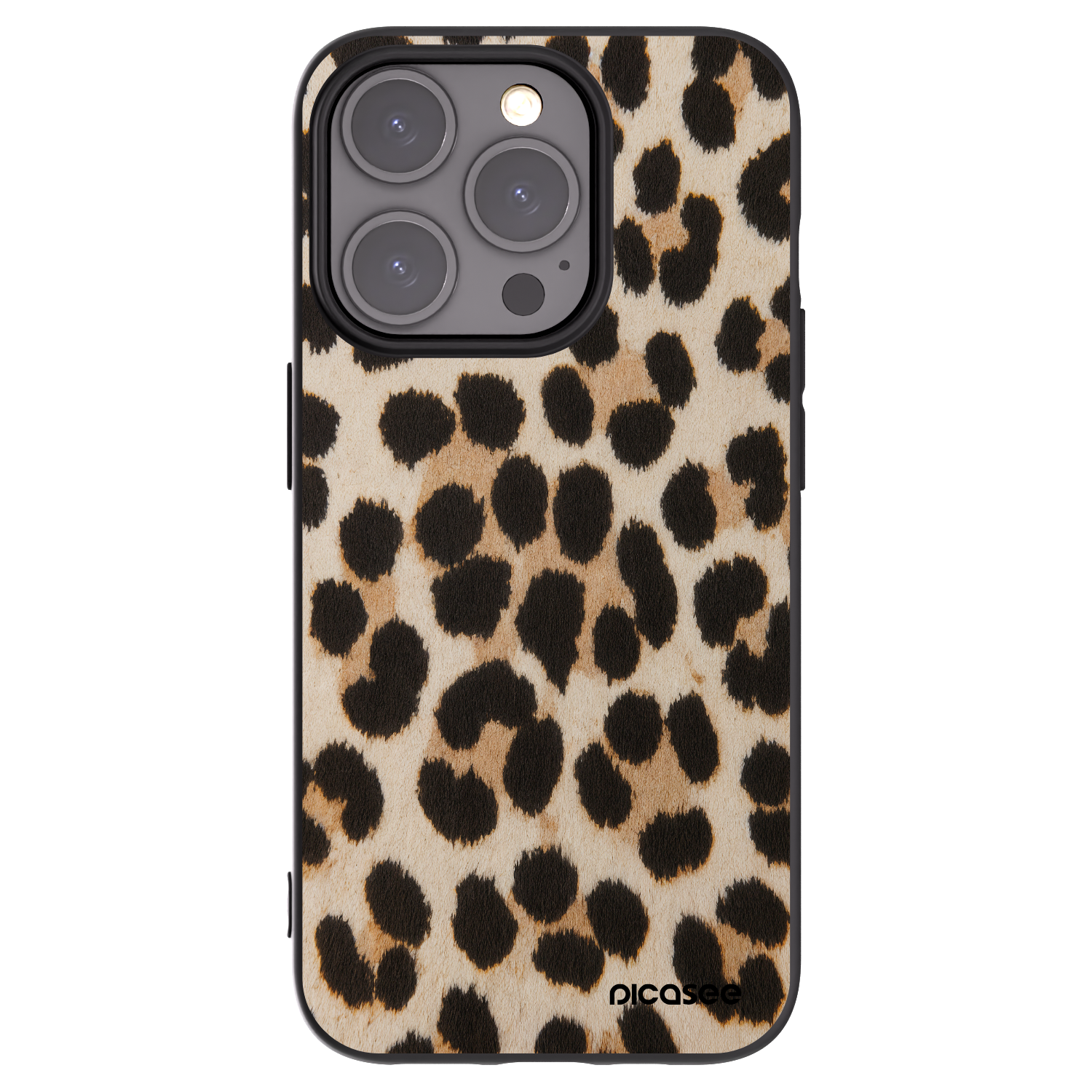 Picasee silikonowe czarne etui na Apple iPhone 15 Pro - Brown Tiger
