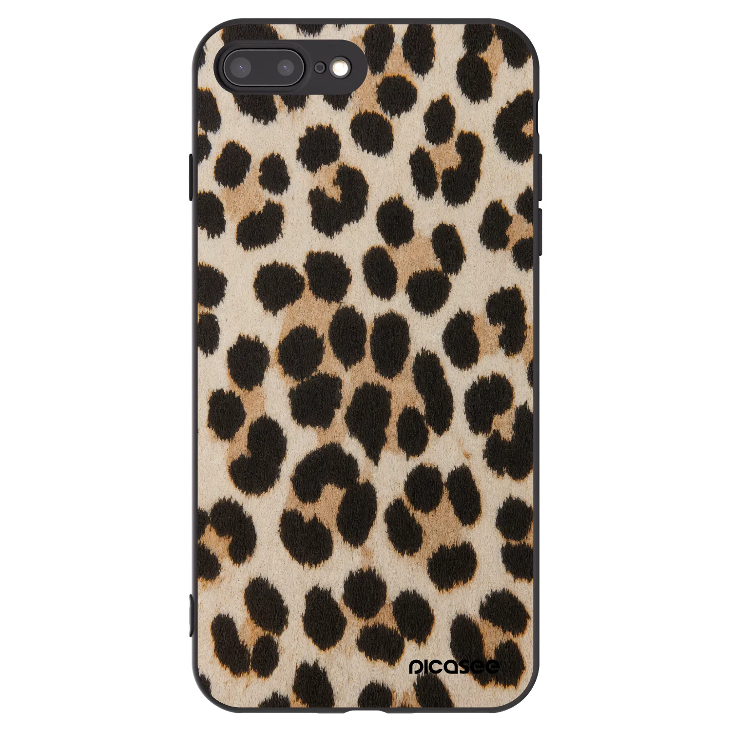 Picasee silikonowe czarne etui na Apple iPhone 8 Plus - Brown Tiger