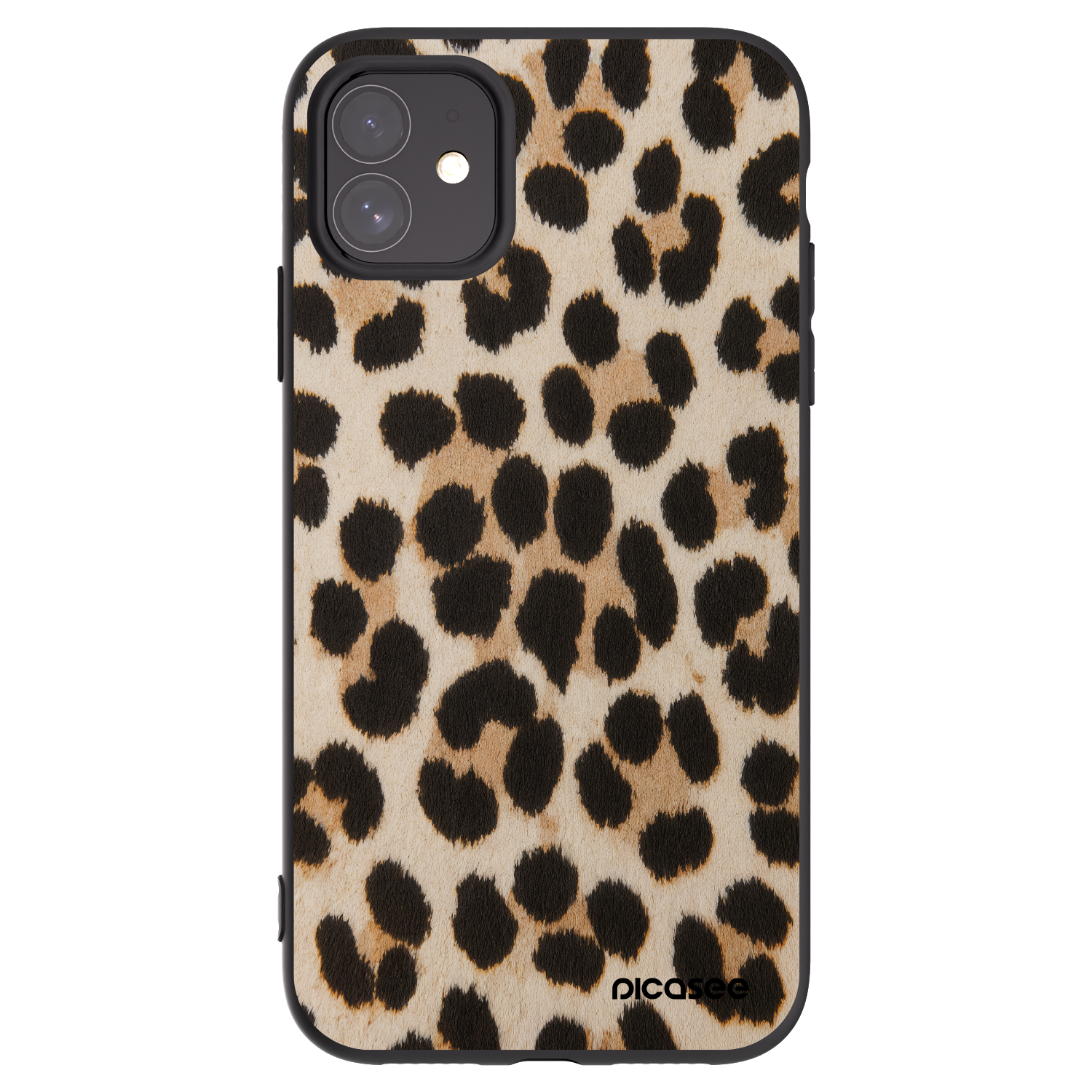 Picasee silikonowe czarne etui na Apple iPhone 11 - Brown Tiger