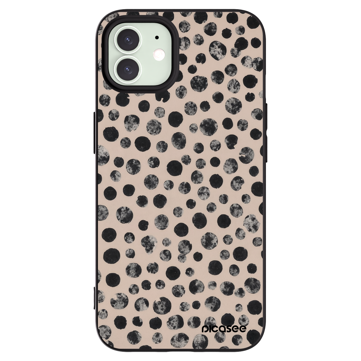Picasee silikonowe czarne etui na Apple iPhone 12 - Dots