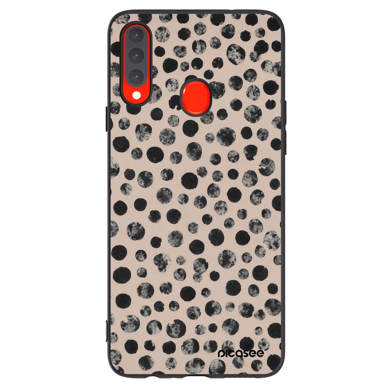 Picasee silikonowe czarne etui na Samsung Galaxy A20s - Dots