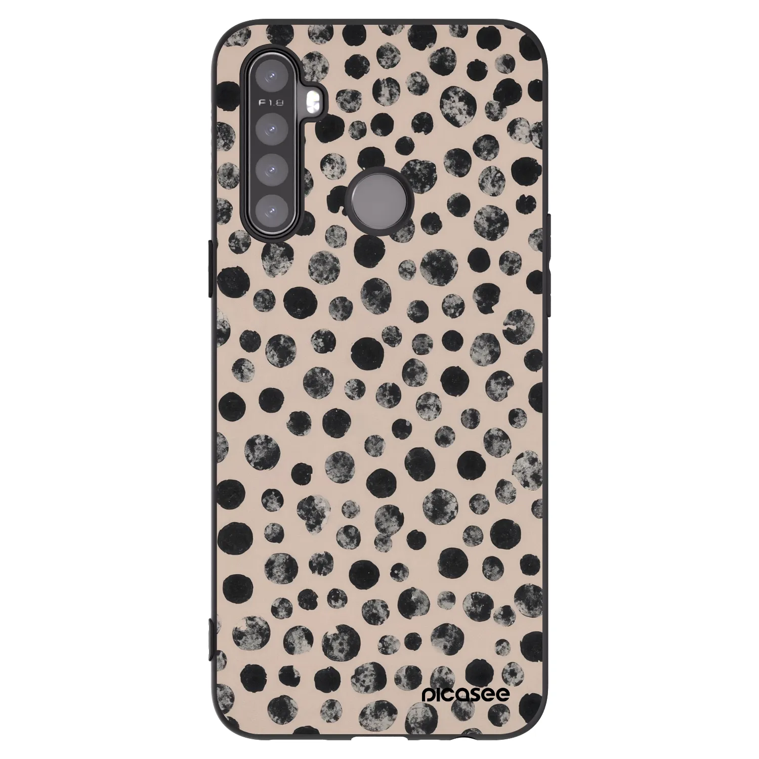 Picasee silikonowe czarne etui na Realme 5 - Dots