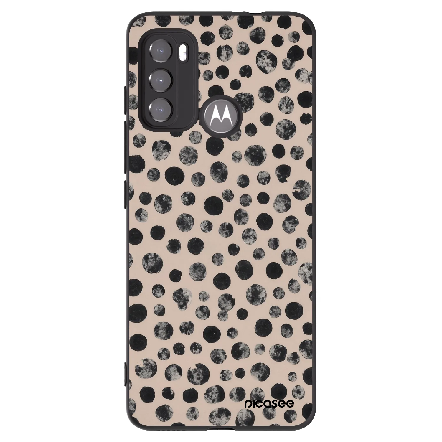 Picasee silikonowe czarne etui na Motorola Moto G60 - Dots