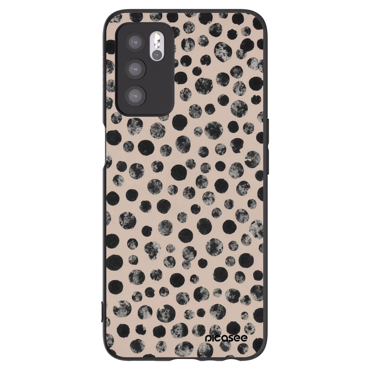 Picasee silikonowe czarne etui na OPPO A16s - Dots