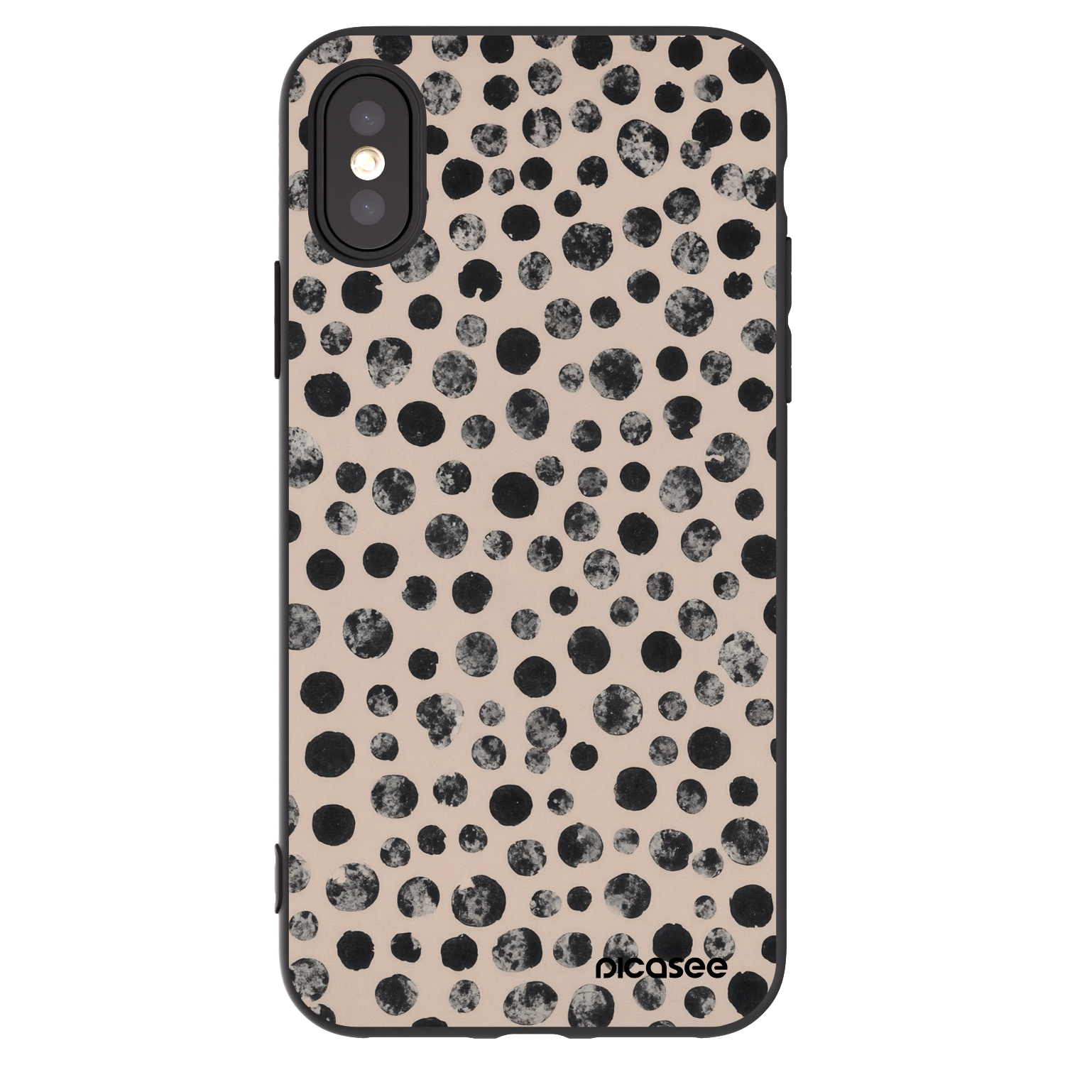 Picasee silikonowe czarne etui na Apple iPhone X/XS - Dots