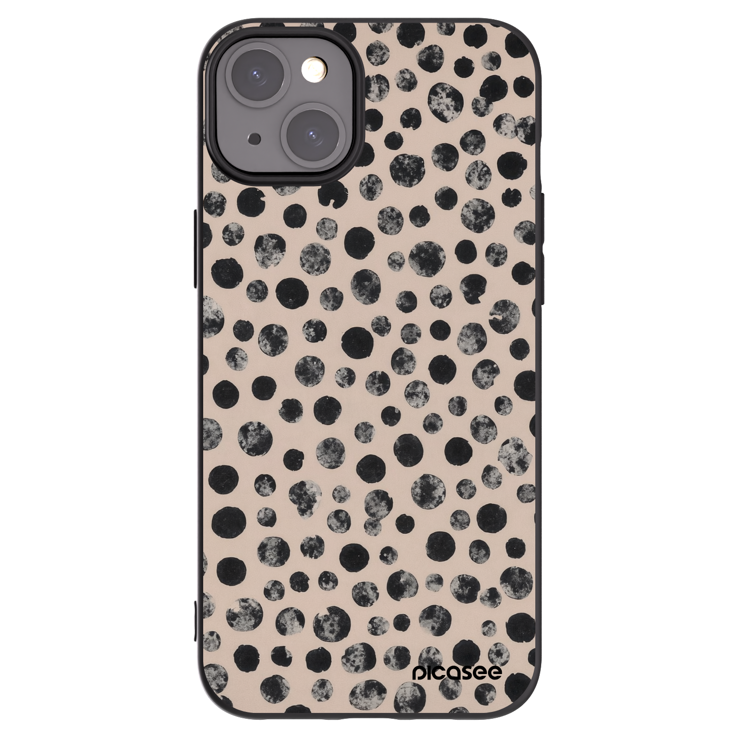 Picasee silikonowe czarne etui na Apple iPhone 15 Plus - Dots