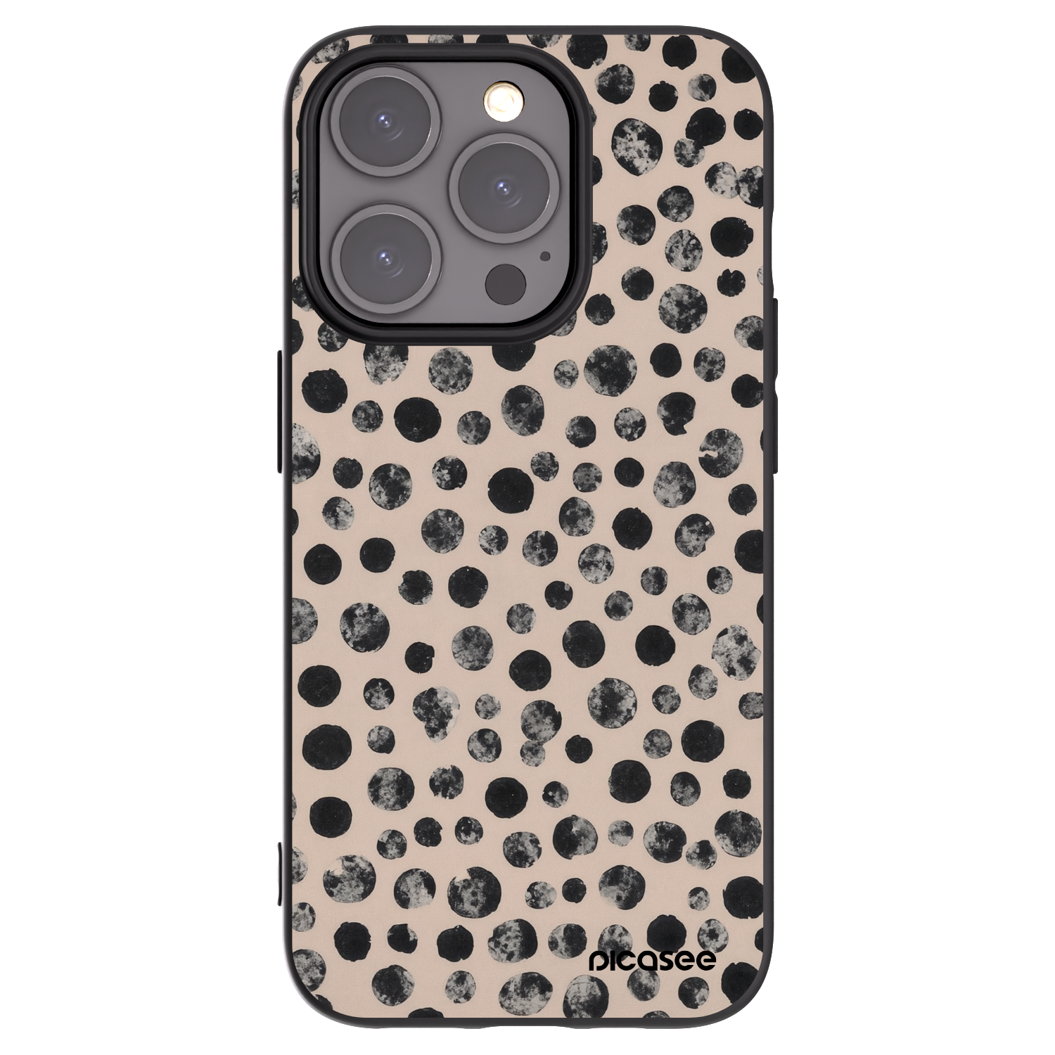 Picasee silikonowe czarne etui na Apple iPhone 15 Pro - Dots