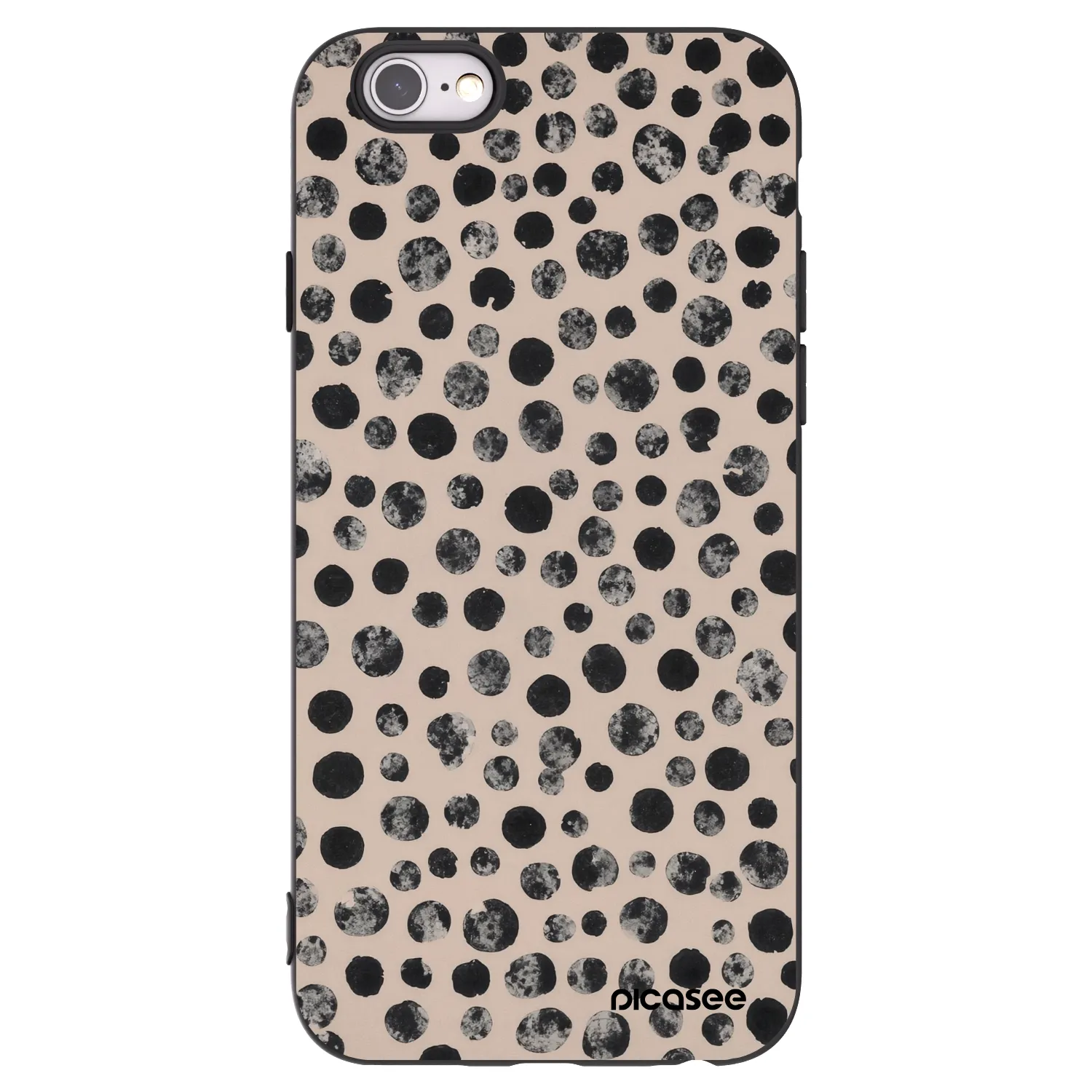 Picasee silikonowe czarne etui na Apple iPhone 6/6S - Dots