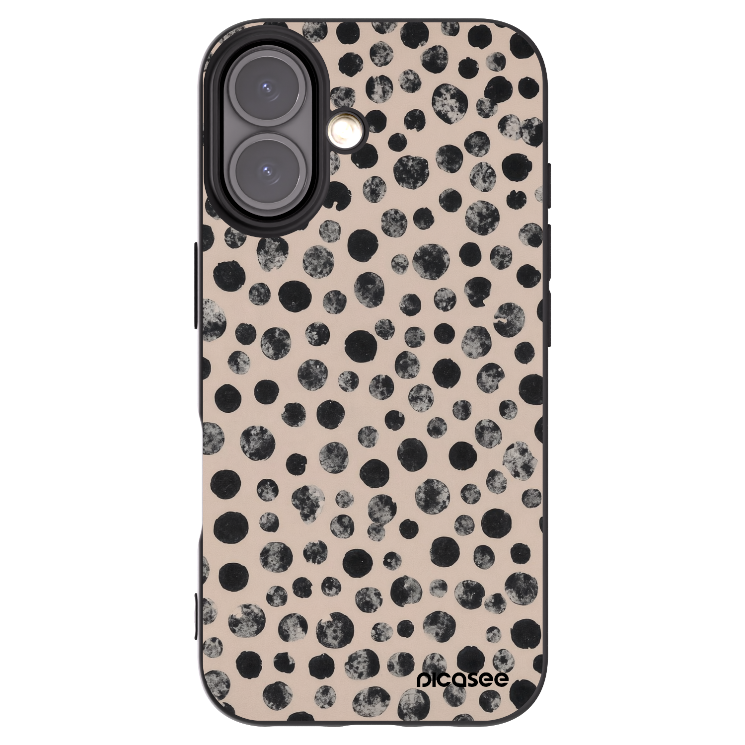 Picasee silikonowe czarne etui na Apple iPhone 16 - Dots