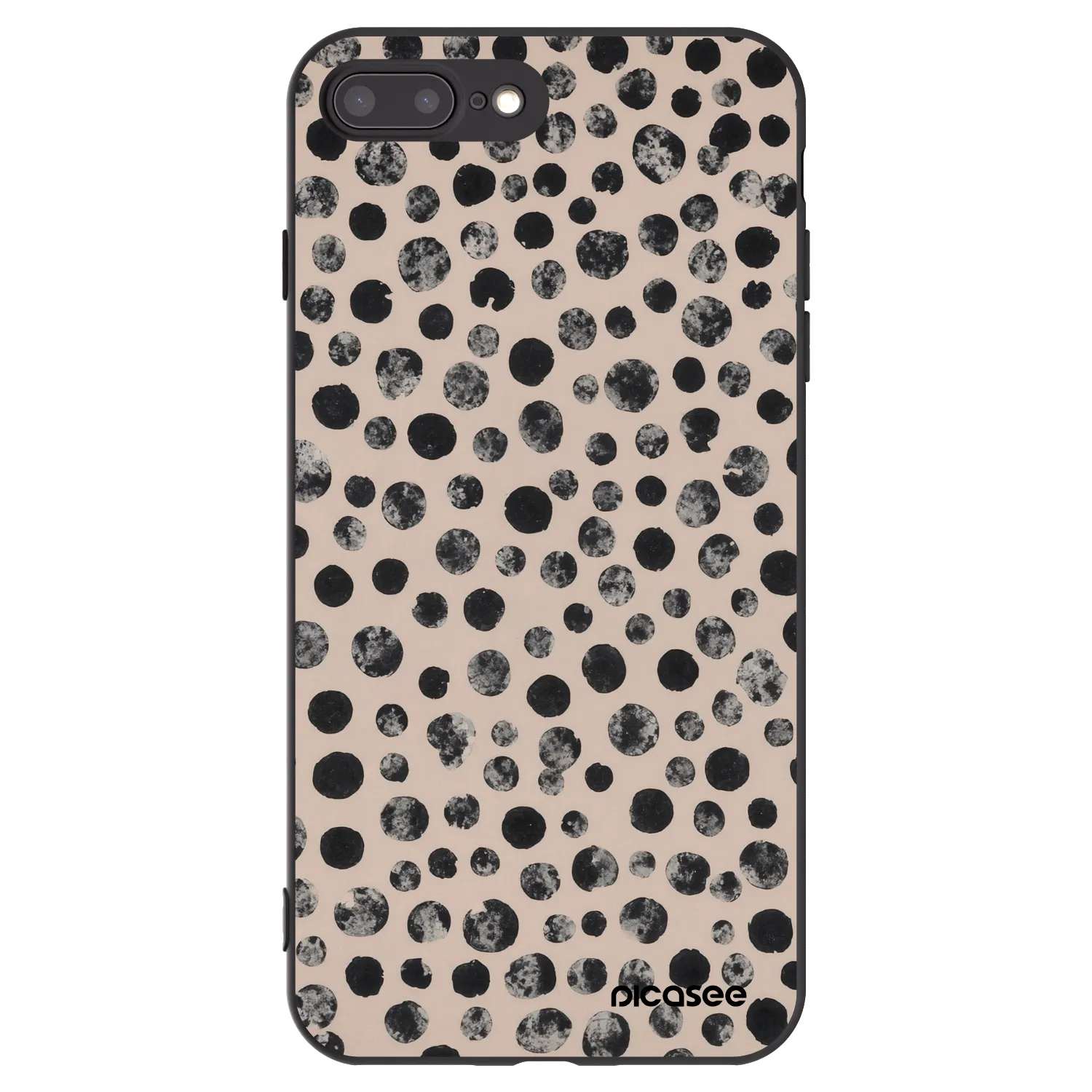 Picasee silikonowe czarne etui na Apple iPhone 7 Plus - Dots