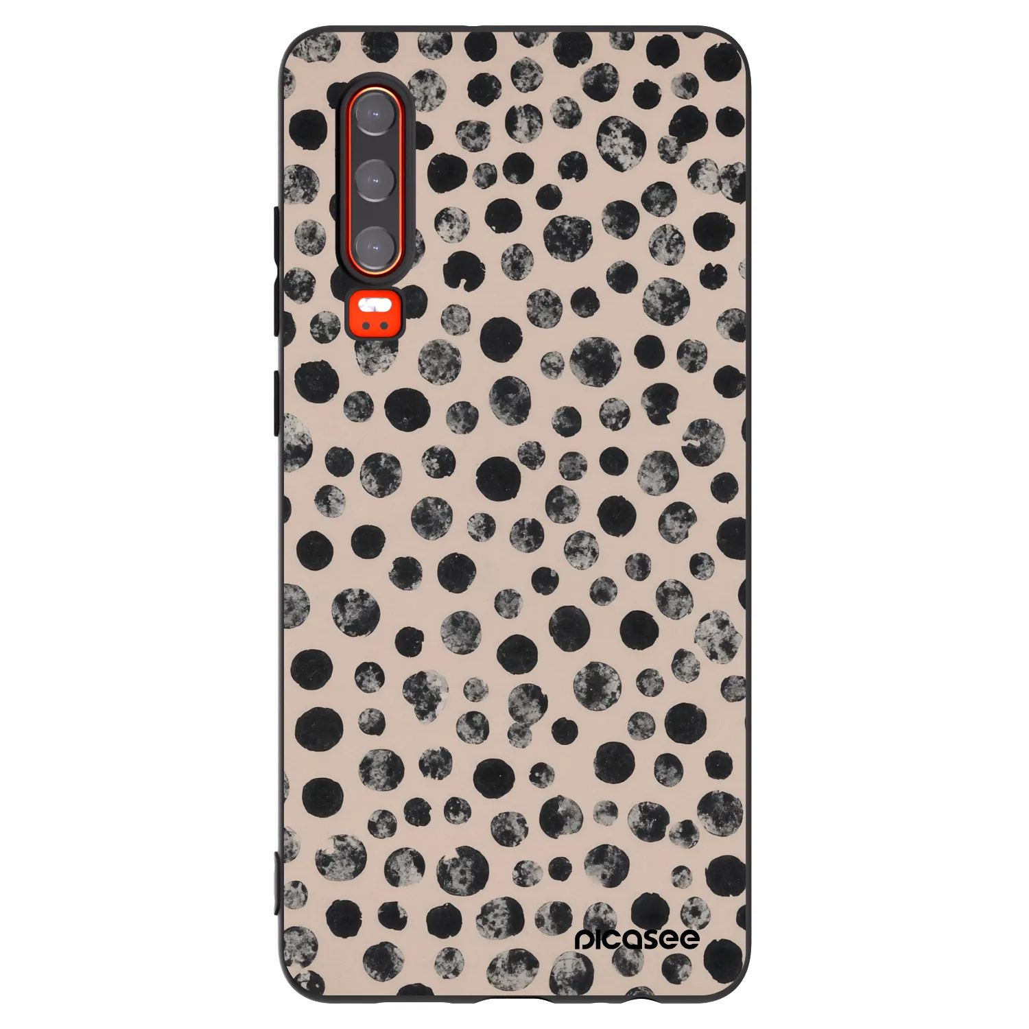 Picasee silikonowe czarne etui na Huawei P30 - Dots