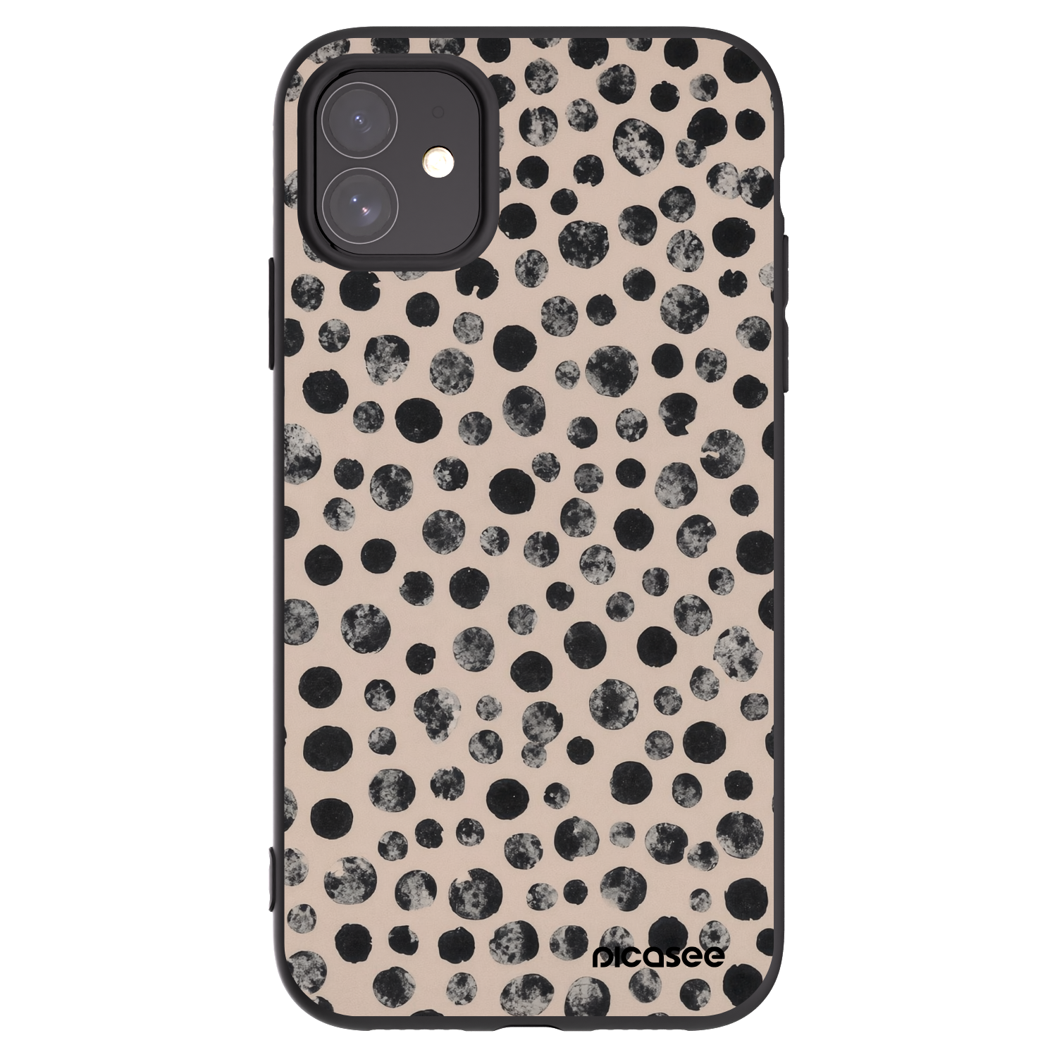 Picasee silikonowe czarne etui na Apple iPhone 11 - Dots
