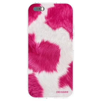 Picasee silikonowe przeźroczyste etui na Apple iPhone 5/5S/SE - Pink Moo