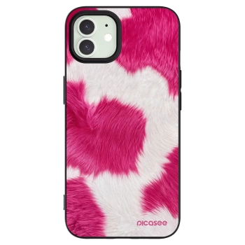 Picasee silikonowe czarne etui na Apple iPhone 12 - Pink Moo