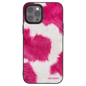 Picasee silikonowe czarne etui na Apple iPhone 12 Pro Max - Pink Moo