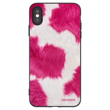 Picasee silikonowe czarne etui na Apple iPhone XS Max - Pink Moo