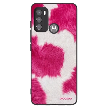 Picasee silikonowe czarne etui na Motorola Moto G60 - Pink Moo