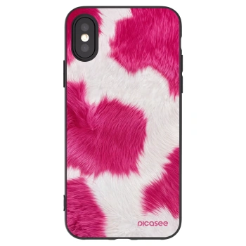 Picasee silikonowe czarne etui na Apple iPhone X/XS - Pink Moo